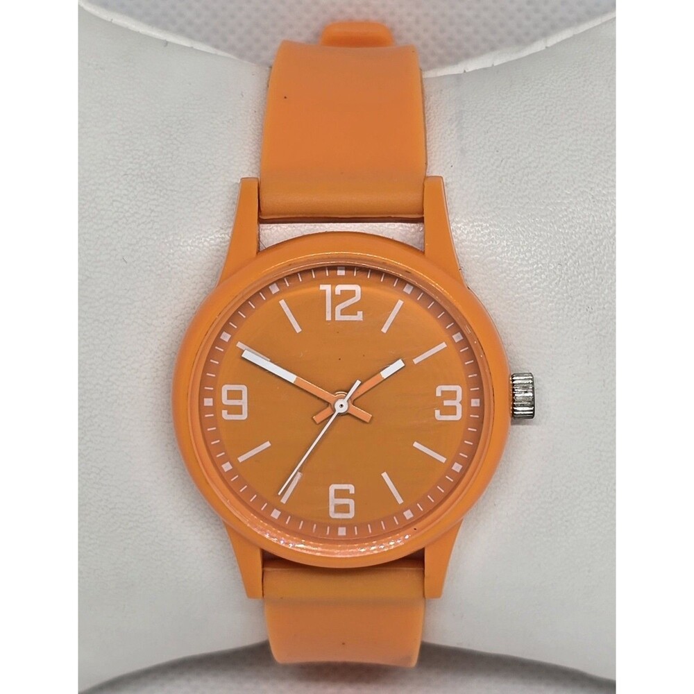 Women's Classic Round Orange Case Dial Poly Jelly Band Watch 14